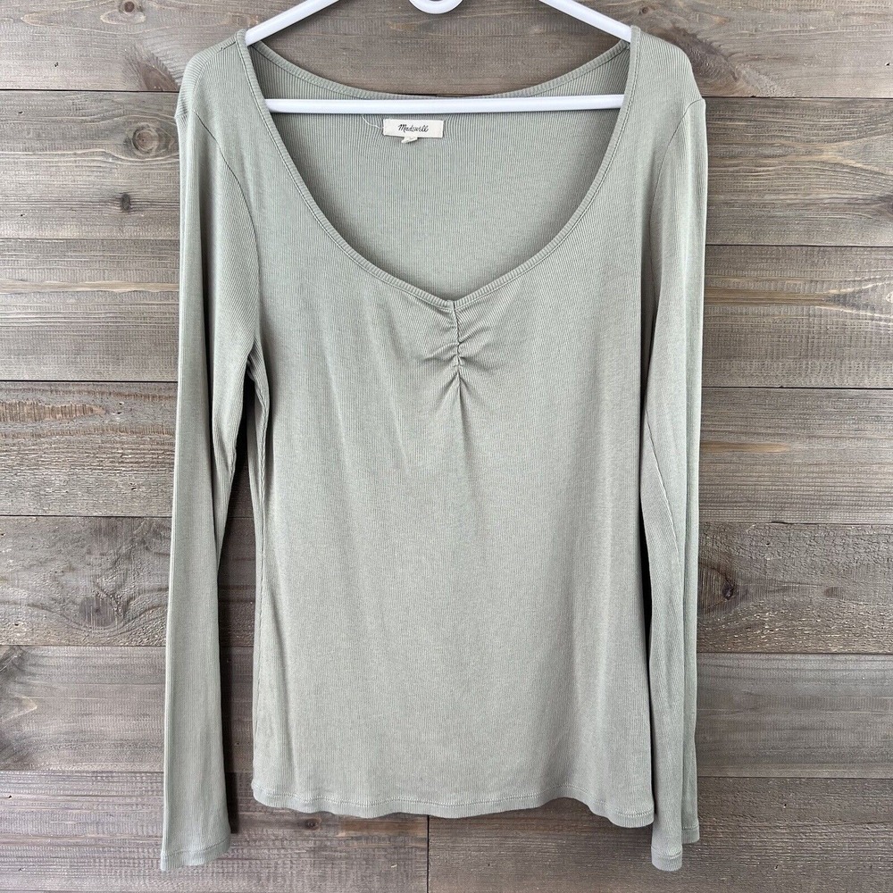 Madewell‎ Womens Shirt Fine Ribbed Sweetheart Tee Layering Basic Lightweight XS